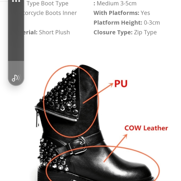 SOLD MERCARI-Punk Rivet Rhinestone Mid Calf Leather Boots - Picture 8 of 10